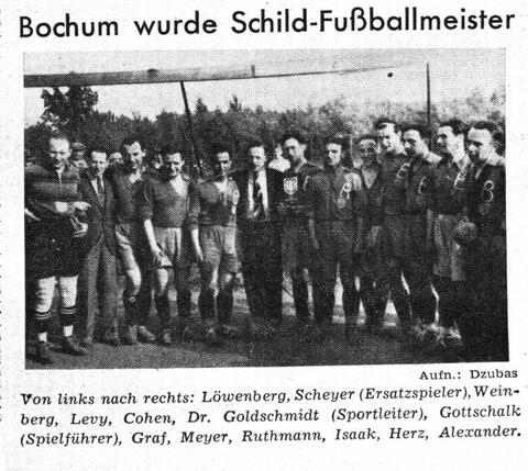 Schild Bochum wurde im Juni 1938 letzter deutsch-jüdischer Meister.