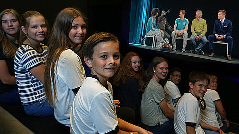 [Translate to en:] Kinder sitzen im 3D-Kino im Deutschen Fußballmuseum